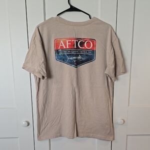 AFTCO Tan Short Sleeve Tee with Graphic Design